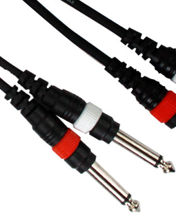 MR DJ CDQR3 3' Dual 1/4" TS Mono to Dual RCA Male Pro DJ PA Audio Cable