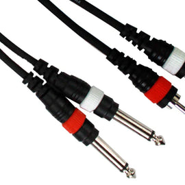 Mr DJ CDQR12 12 Feet Dual 1/4" TS Mono to Dual RCA Male Pro DJ PA Audio Cable