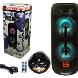 Mr. Dj CHICAGO Dual 8" Portable Bluetooth Speaker<br/>Dual 8" Portable PA DJ Active Powered Bluetooth TWS Speaker 2500 Watts LCD/MP3/USB/micro SD