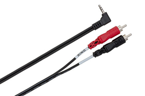 Hosa CMR-206R Stereo Breakout Cable - Right-angle 3.5mm TRS Male to Left and Right RCA Male - 6 foot