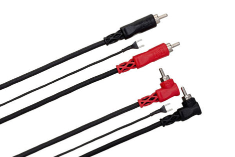 Hosa CRA-203DJ Stereo Interconnect Dual RCA to Dual Right Angle RCA Cable with Ground Wire - 9.9 foot