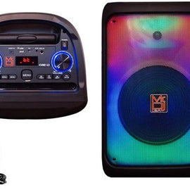 2 MR DJ CUBE12 12" Rechargeable Portable Bluetooth Karaoke Speaker with Party Flame Lights Microphone TWS USB FM Radio