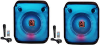 2 MR DJ CUBE8 8" Rechargeable Portable Bluetooth Karaoke Speaker with Party Flame Lights Microphone TWS USB FM Radio