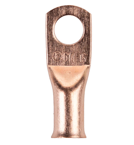 Install Bay CUR614 Copper Uninsulated Ring Terminal 6 Gauge 1/4 inch