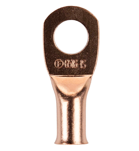 Install Bay CUR6516 Copper Uninsulated Ring Terminal 6 Gauge 5/16 inch