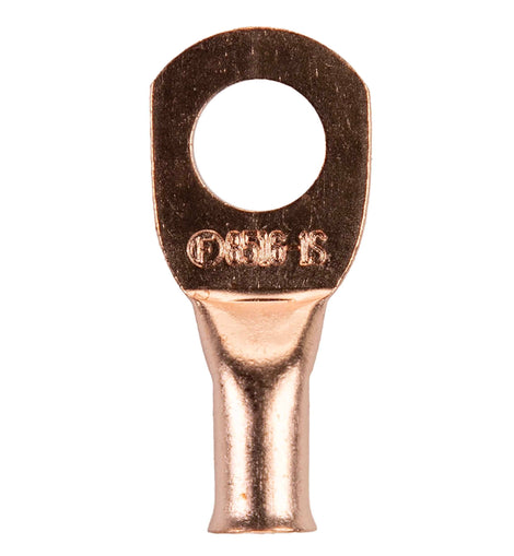 Install Bay CUR8516 Copper Uninsulated Ring Terminal 8 Gauge 5/16 inch