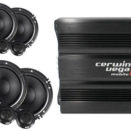 Cerwin Vega CVP1600.4D 1600W Amp + 2 XED650C Speakers + 4 Gauge Amp Kit