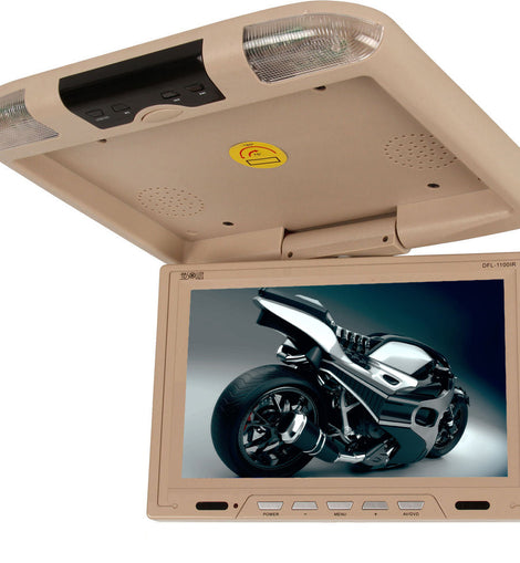 Absolute DFL-1100IRC 11-Inch Cream Flip Down Monitor with DVD Player SD/USB Ready