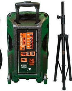 MR DJ DJ15BAT+ 15" Portable Bluetooth Speaker + Speaker Stand + 7-LED Moving Head DJ Light