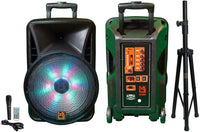 MR DJ Pro 15" 3000W Bluetooth PA DJ FM Radio Karaoke Speaker Microphone stand