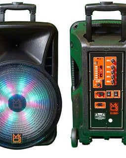 MR DJ DJ18BAT+ 18" Portable Bluetooth Speaker + Speaker Stand + 18-LED Moving Head DJ Light