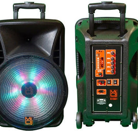 Pair of MR DJ DJ18BAT+ 18" Portable Bluetooth Speaker + Speaker Stand