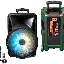 Mr. Dj DJ15BAT+ 15" Portable Trolley PA DJ Active Powered Bluetooth TWS Speaker 3500 Watts LCD/MP3/USB/micro SD