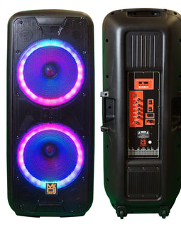 MR DJ 215BTA+ Dual 15" 5000W Battery Powered Bluetooth Speaker Microphone Party Speaker