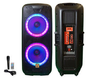 MR DJ USA AFTER PARTY Dual 15" Rechargeable Bluetooth Party Speaker LED Lights TWS Wired Microphone USB/SD FM Radio Remote Control