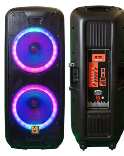 MR DJ DJ215BTA Dual 15" 5000W Power Speaker with Built-In Bluetooth & Battery