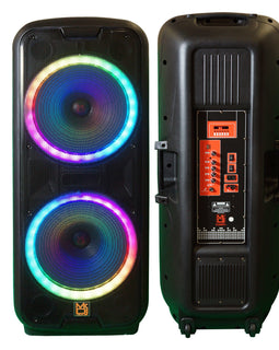 MR DJ 215BTA+ Dual 15" 5000W Battery Powered Bluetooth Speaker Microphone Party Speaker