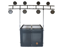 MR DJ DJ Booth Table with 8FT Lighting Truss System Foldable Black Scrim