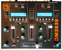 MR DJ DM3838 2 Channel Portable PA DJ Mixer Double Wireless Connection BT USB SD Slot