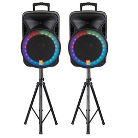 2 Pack MR DJ DSP4500PKG 15" Active DSP PA DJ Karaoke Speaker
