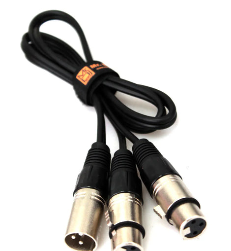 MR DJ CXMDXF12 12FT Single XLR Male to Dual XLR Female Microphone Splitter Cable