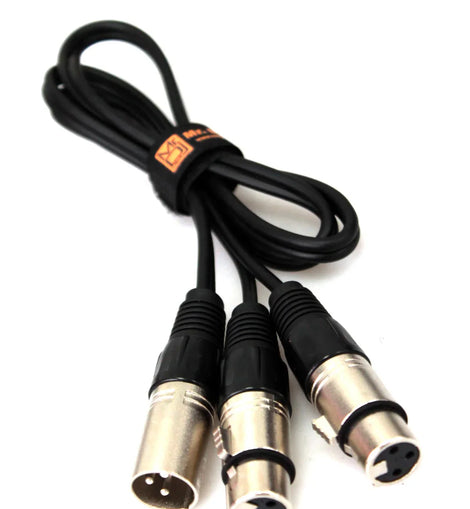 MR DJ CXMDXF3 3FT Single XLR Male to Dual XLR Female Microphone Splitter Cable