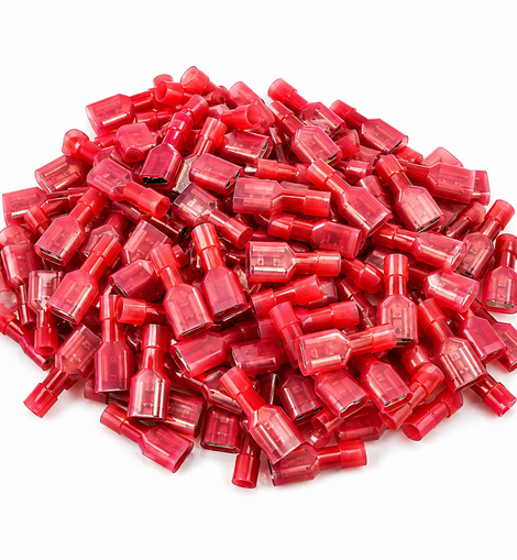 100pcs Red Nylon Female Quick Disconnect Insulated Connectors 22-18 Gauge .187