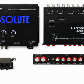 Cerwin Vega EQ770 7-Band Equalizer + BXPRO2 Bass Processor + 2 12' Copper RCA