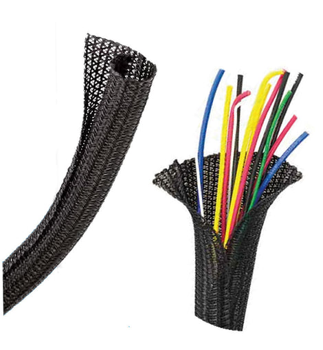 Install Bay F6N025BK 1/4in Self-Wrapping Split Braid Sleeving Black 100ft