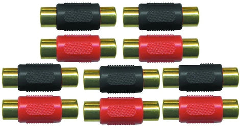 Absolute FF100-10 Female-to-Female RCA Barrel Connector Red & Black (10 Pack)
