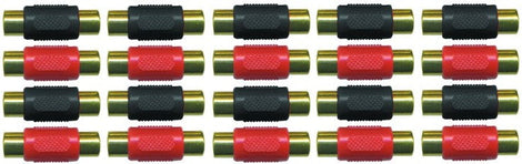 Absolute FF100-20 Female-to-Female RCA Barrel Connector Red & Black (20 Pack)
