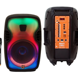 MR DJ FLAME3500LED Portable 15" 2-Way Full-Range Powered/Active DJ PA Live Sound Loudspeaker
