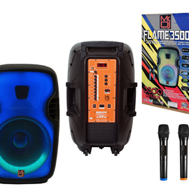 MR DJ FLAME3500LED Portable 15" 2-Way Full-Range Powered/Active DJ PA Live Sound Loudspeaker