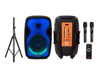MR DJ FLAME3500LED PRO Portable 15" 2-Way Full-Range Powered/Active DJ PA Speaker with Stand