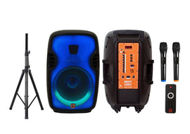 MR DJ FLAME3500LED PRO Portable 15” 2-Way Full-Range Powered/Active DJ PA + Stand