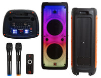MR DJ FLAME5500LED Portable Dual 12" Full-Range Powered/Active DJ PA Multipurpose Live Sound Bluetooth 3 Way Loudspeakers