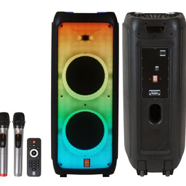 MR DJ FLAME5500LED+ 5500W Dual 12” Bluetooth Rechargeable Party Speaker Flame LED Lights 2 Wireless Mic TWS Portable DJ PA System