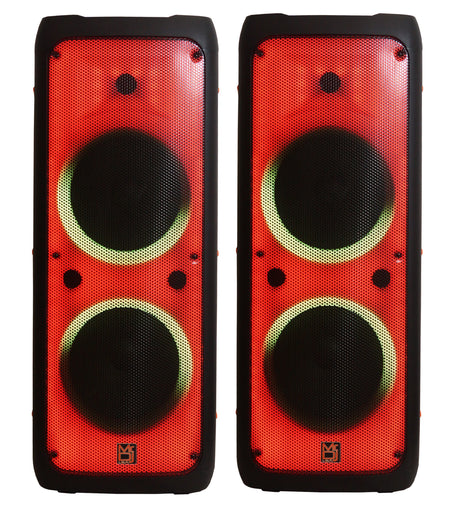 2 MR DJ FLAME5500LED Bluetooth PA Party Speakers Liquid Crystal LED 2 x 12