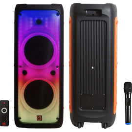 MR DJ FLAME5500LED DUAL 12” TWS Colorful Flame Lighting Rechargeable Bluetooth Speaker 5500 Watts