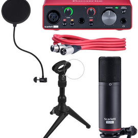 Focusrite Scarlett Solo Studio USB Audio Interface System + Desktop Tripod Mic Stand Package