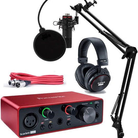 Focusrite Scarlett Solo Studio USB Audio Interface + Microphone + Headphones + XLR Cable + Stand + Shock Mount + Pop Filter