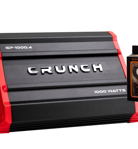 Crunch Ground Pounder GP-1000.4 1500W Max 4 Channel Class AB 1000 Watts Car Amplifier with Absolute Magnet Phone Holder Bundle
