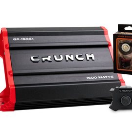 Crunch Ground Pounder GP-1500.1 1500W Max Monoblock Subwoofer Class AB 1500 Watts Car Amplifier with Absolute Magnet Phone Holder Bundle
