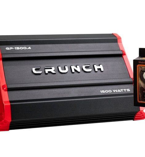 Crunch Ground Pounder GP-1500.4 1500W Max 4 Channel Class AB 1500 Watts Car Amplifier with Absolute Magnet Phone Holder Bundle