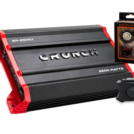 Crunch Ground Pounder GP-2500.1 2500W Max Monoblock Subwoofer Class AB 2500 Watts Car Amplifier with Absolute Magnet Phone Holder Bundle