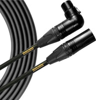 Mogami GOLD STAGE-30R Right-Angle Female 3-Pin XLR to Straight Male XLR Mic Cable (30')