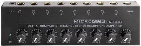 MR DJ Microamp HA800 Ultra-compact 8-channel stereo headphone amplifier