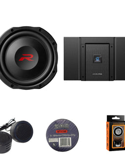Alpine HDA-V90+RS-W10D4 Status Hi-Res 5-Channel Amplifier & 10-inch R-Series Shallow Subwoofer with Dual 4-Ohm Bundle