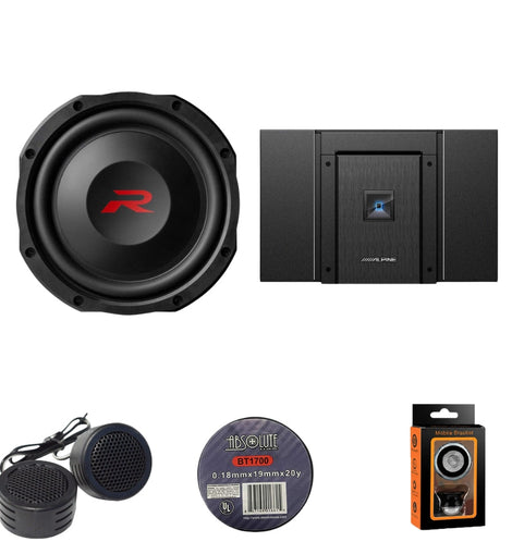 Alpine HDA-V90+RS-W10D4 Status Hi-Res 5-Channel Amplifier & 10-inch R-Series Shallow Subwoofer with Dual 4-Ohm Bundle