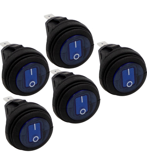 Heise HE-BRS Blue Round Rocker Switch - 5-Pack